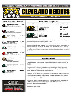 2020 Cleveland Heights Tigers Football Roster