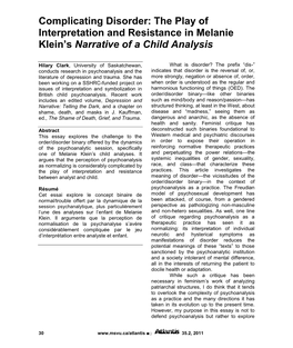 The Play of Interpretation and Resistance in Melanie Klein's