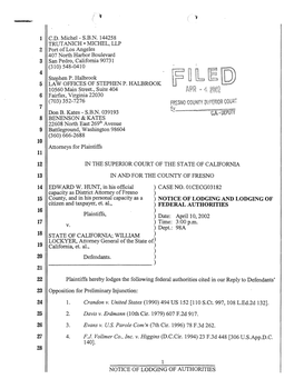 Notice of Lodging and Lodging of Federal Authorities