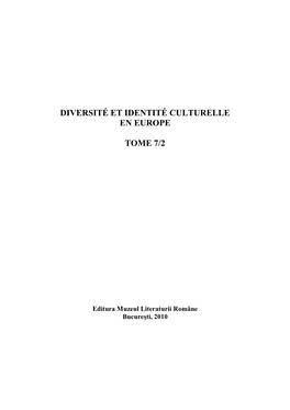 Diversité Et Identité Culturelle En Europe Tome