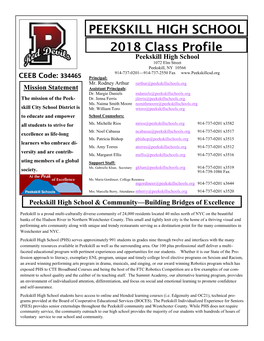 PEEKSKILL HIGH SCHOOL 2018 Class Profile