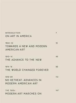 On Art in America Towards a New and Modern