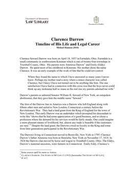 Clarence Darrow Timeline of His Life and Legal Career Michael Hannon (2010)