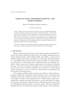 Noise Factors, Dispersion Effects, and Robust Design