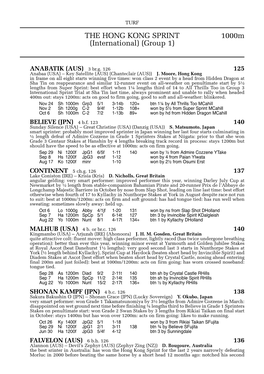 1000M the HONG KONG SPRINT (International) (Group 1)