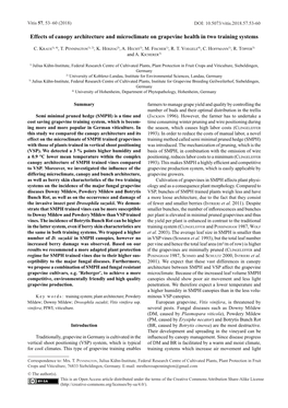 Effects of Canopy Architecture and Microclimate on Grapevine Health in Two Training Systems