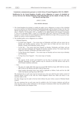 Commission Communication Pursuant to Article 4(1)(A) of Council Regulation (EEC) No 2408/92 Modification by the United Kingdom O