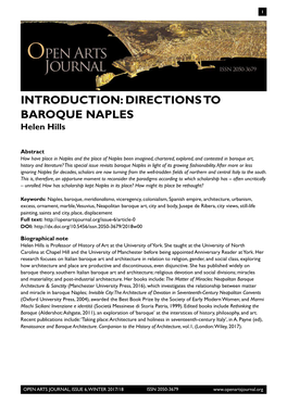 DIRECTIONS to BAROQUE NAPLES Helen Hills