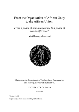 From the Organisation of African Unity to the African Union