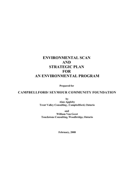 Environmental Scan and Strategic Plan for an Environmental Program