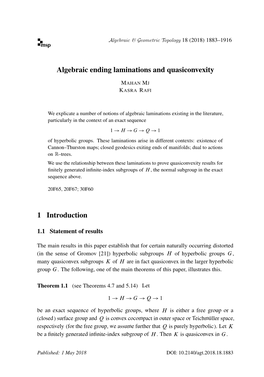 Algebraic Ending Laminations and Quasiconvexity