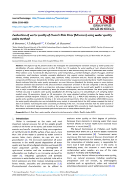 Using Water Quality Index Method A