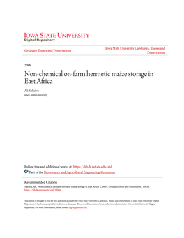 Non-Chemical On-Farm Hermetic Maize Storage in East Africa Ali Yakubu Iowa State University