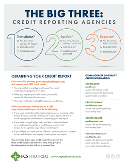 Big Three Credit Reporting Bureaus