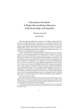 Libertarian Socialism: a Better Reconciliation Between Self-Ownership and Equality∗