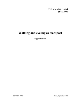 Walking and Cycling As Transport