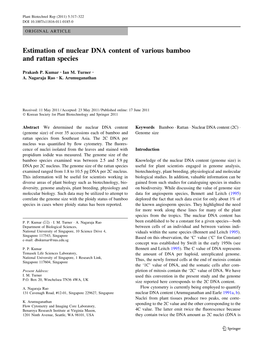 Estimation of Nuclear DNA Content of Various Bamboo and Rattan Species