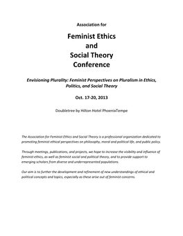 Feminist Ethics and Social Theory Conference