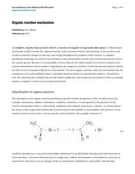 Organic Reaction Mechanism