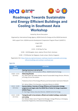 Roadmaps Towards Sustainable and Energy Efficient Buildings and Cooling in Southeast Asia Workshop