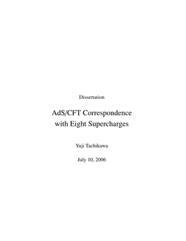 Ads/CFT Correspondence with Eight Supercharges