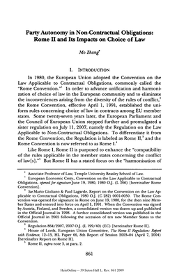 Party Autonomy in Non-Contractual Obligations: Rome II and Its Impacts on Choice of Law