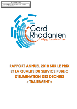 Rapport Annuel 2018 Sur Le Prix Et La Qualité Du Service Public D’Élimination Des Déchets - Traitement