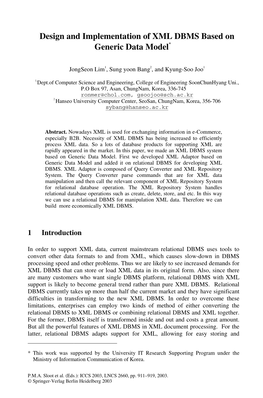 Design and Implementation of XML DBMS Based on Generic Data Model 913