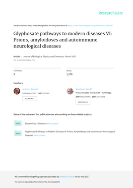 Glyphosate Pathways to Modern Diseases VI: Prions, Amyloidoses and Autoimmune Neurological Diseases