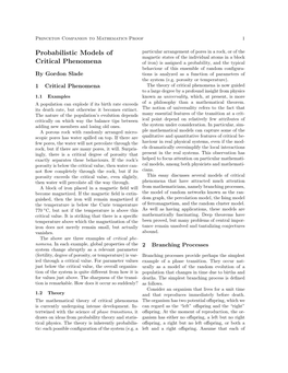 Probabilistic Models of Critical Phenomena