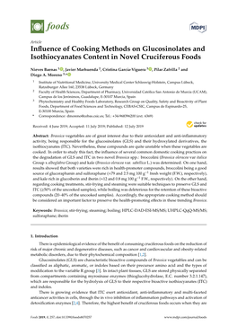 Influence of Cooking Methods on Glucosinolates and Isothiocyanates