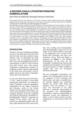 A Revised Chalk Lithostratigraphic Nomenclature