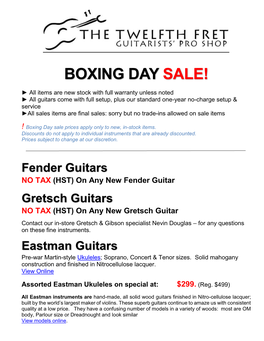 Boxing Day Sale Dec 2002