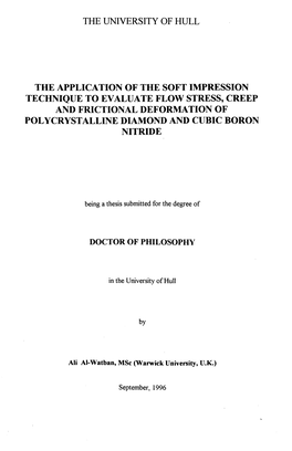 The Application of the Soft Impression Technique to Evaluate Flow Stress, Creep and Frictional Deformation of Polycrystalline Diamond and Cubic Boron Nitride