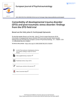 And Post-Traumatic Stress Disorder: Findings from the DTD Field Trial