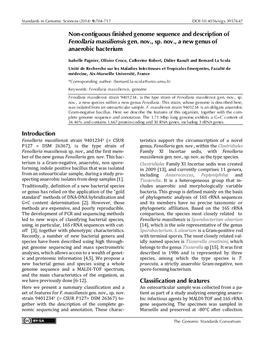 Fenollaria Massiliensis Gen. Nov., Sp. Nov., a New Genus of Anaerobic Bacterium