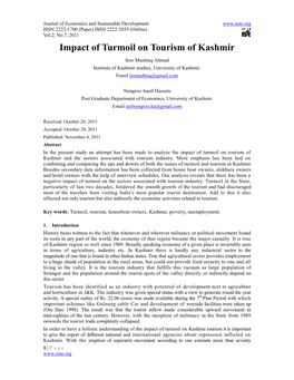 Impact of Turmoil on Tourism of Kashmir