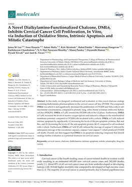 A Novel Dialkylamino-Functionalized Chalcone, DML6, Inhibits Cervical