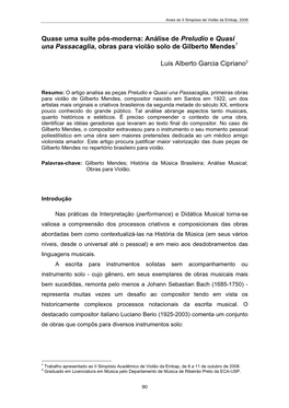 Análise De Preludio E Quasi Una Passacaglia, Obras Para Violão Solo