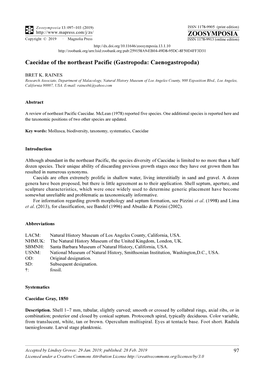 Caecidae of the Northeast Pacific (Gastropoda: Caenogastropoda)