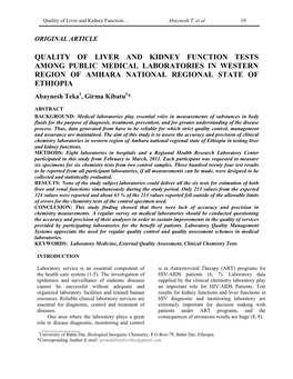 Quality of Liver and Kideny Function Test