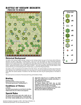 Battle of Seelow Heights - Prelude to Berlin Setup Order