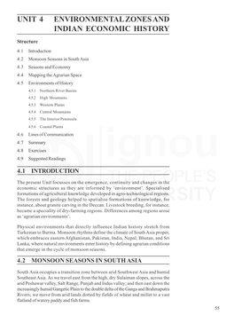 Unit 4 Environmental Zones and Indian Economic History