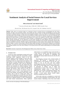 Sentiment Analysis of Social Sensors for Local Services Improvement