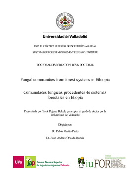 Fungal Communities from Forest Systems in Ethiopia Comunidades Fúngicas Procedentes De Sistemas Forestales En Etiopía