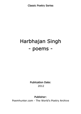 Harbhajan Singh - Poems