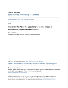 The Social and Economic Impact of Professional Soccer in Postwar London