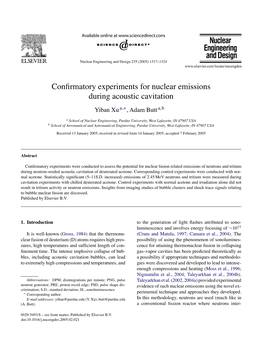 Confirmatory Experiments for Nuclear Emissions During Acoustic Cavitation