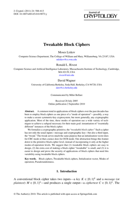 Tweakable Block Ciphers