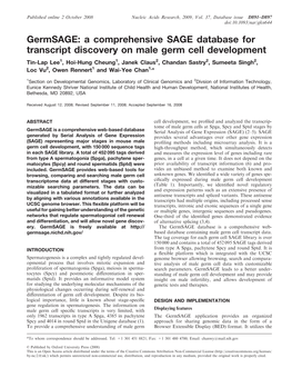 A Comprehensive SAGE Database for Transcript Discovery on Male Germ Cell Development